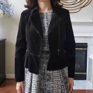 White House Black Market Velvet Motorcycle Biker Jacket Blazer - Sz 2P Petite